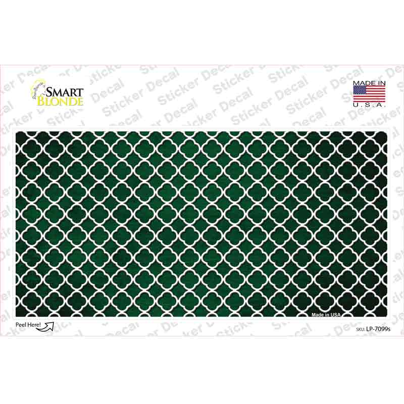 Green White Quatrefoil Oil Rubbed Novelty Sticker Decal