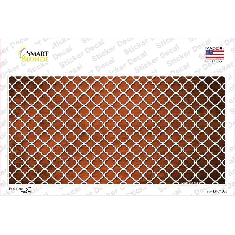 Orange White Quatrefoil Oil Rubbed Novelty Sticker Decal