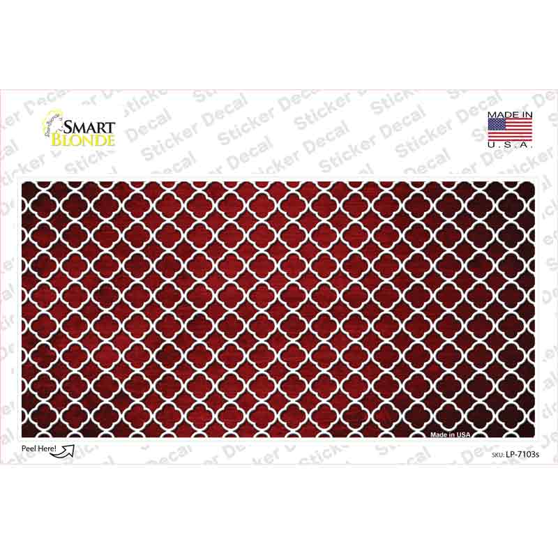Red White Quatrefoil Oil Rubbed Novelty Sticker Decal