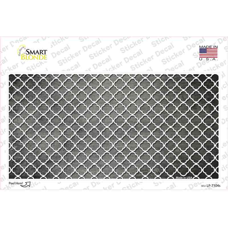 Gray White Quatrefoil Oil Rubbed Novelty Sticker Decal