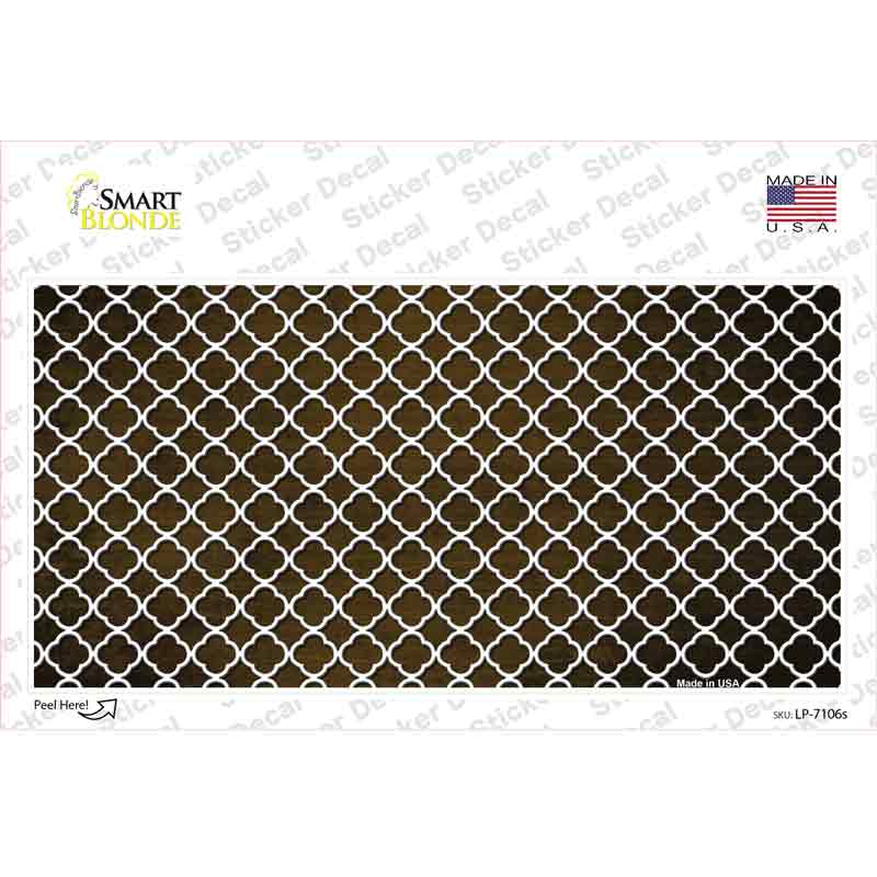 Brown White Quatrefoil Oil Rubbed Novelty Sticker Decal