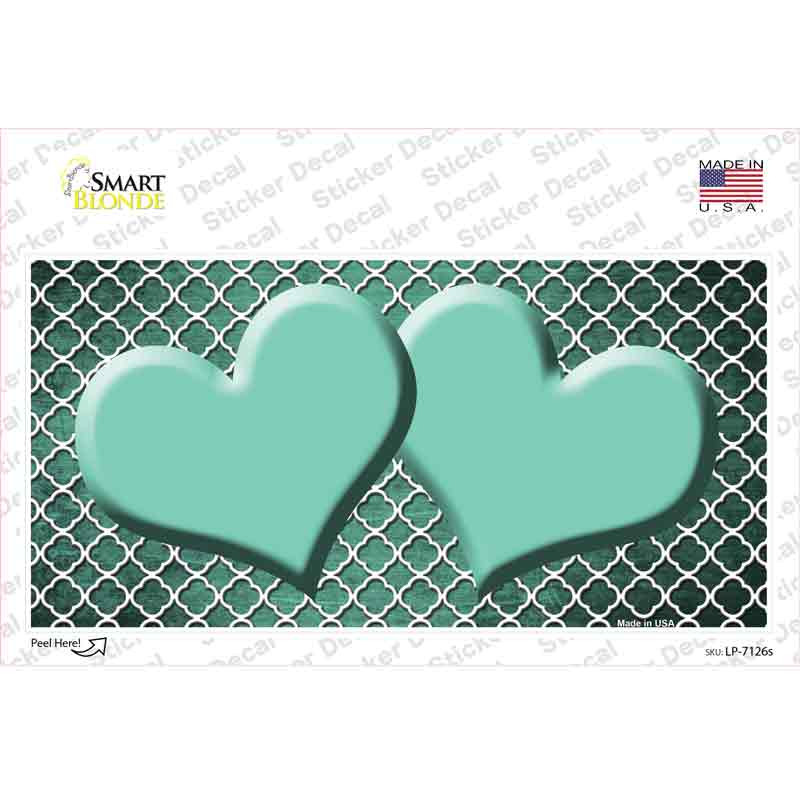 Mint White Quatrefoil Hearts Oil Rubbed Novelty Sticker Decal