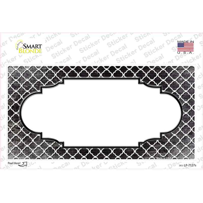 Black White Quatrefoil Scallop Oil Rubbed Novelty Sticker Decal