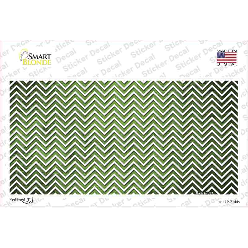 Lime Green White Small Chevron Oil Rubbed Novelty Sticker Decal