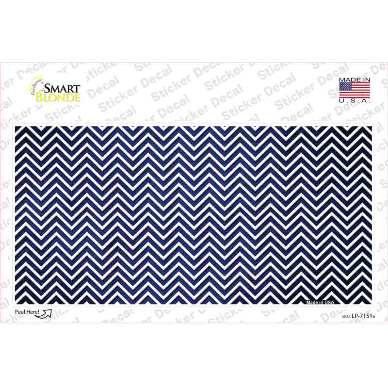 Blue White Small Chevron Oil Rubbed Novelty Sticker Decal