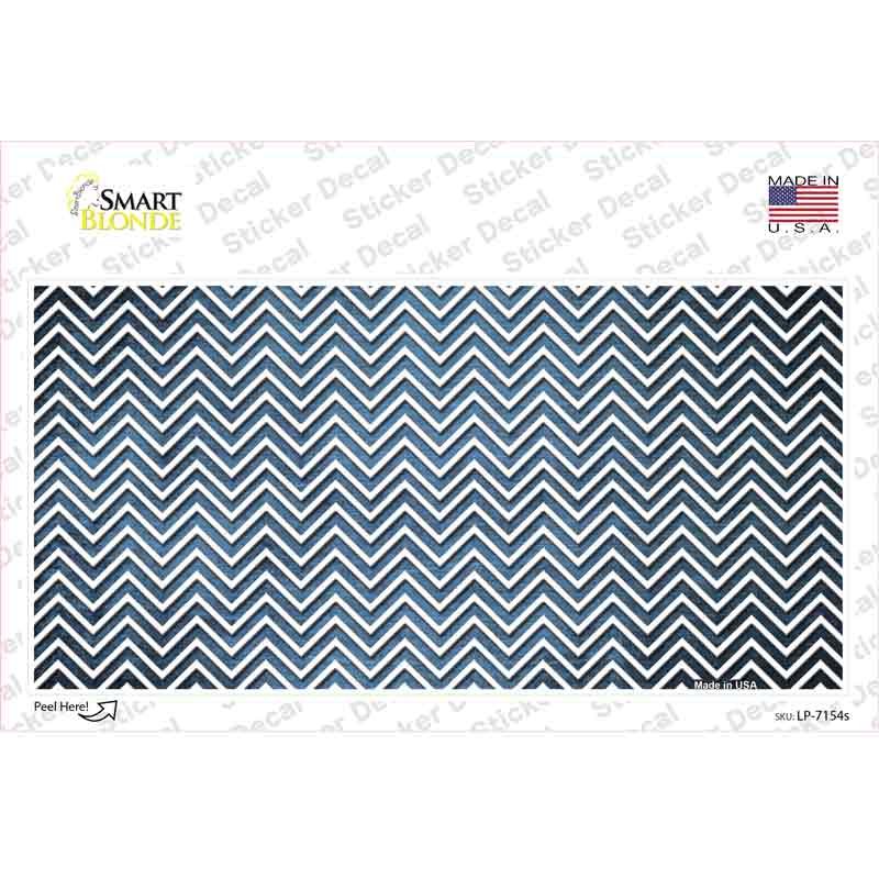 Light Blue White Small Chevron Oil Rubbed Novelty Sticker Decal