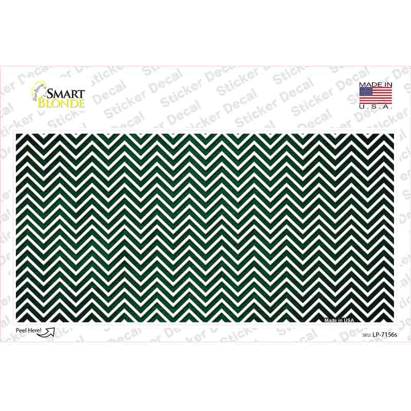 Green White Small Chevron Oil Rubbed Novelty Sticker Decal