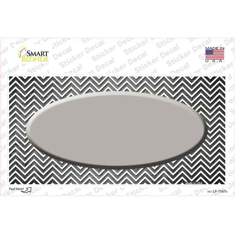 Gray White Small Chevron Oval Oil Rubbed Novelty Sticker Decal