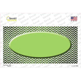 Lime Green White Small Chevron Oval Oil Rubbed Novelty Sticker Decal