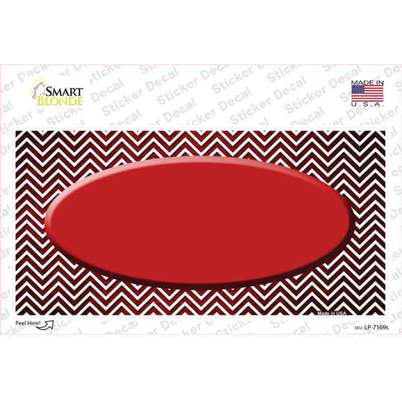 Red White Small Chevron Oval Oil Rubbed Novelty Sticker Decal