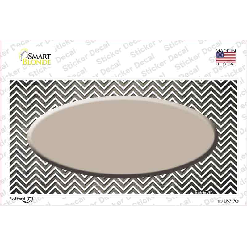 Tan White Small Chevron Oval Oil Rubbed Novelty Sticker Decal