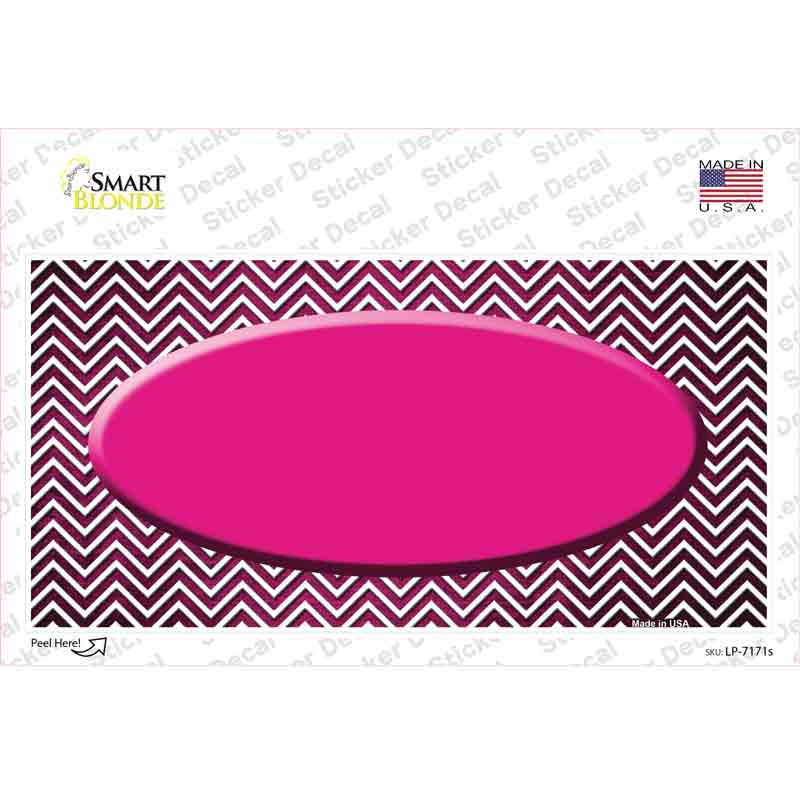 Pink White Small Chevron Oval Oil Rubbed Novelty Sticker Decal