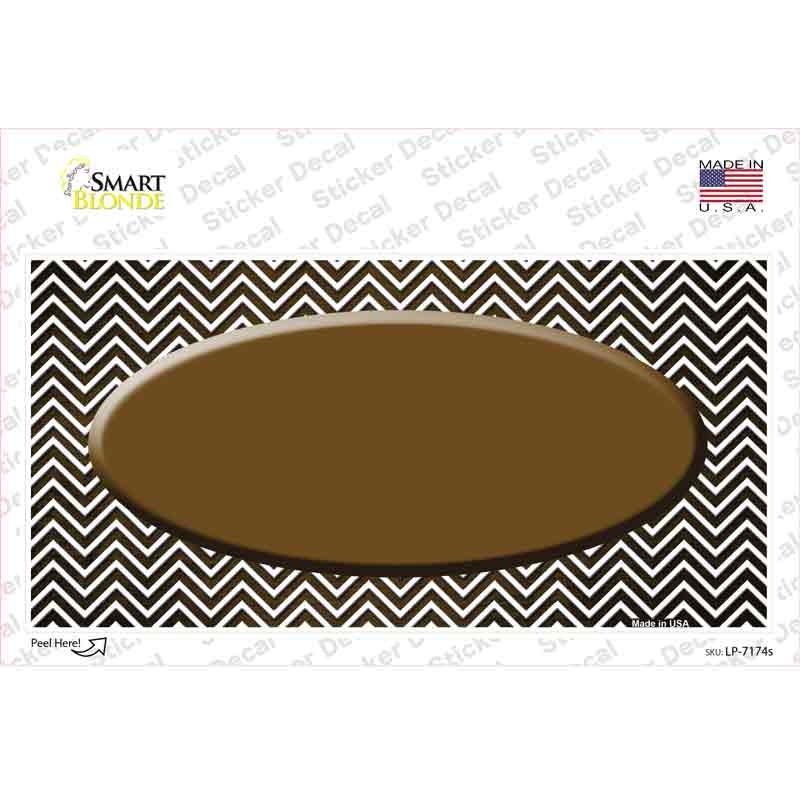Brown White Small Chevron Oval Oil Rubbed Novelty Sticker Decal