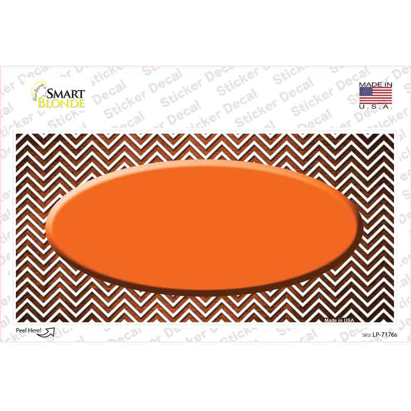 Orange White Small Chevron Oval Oil Rubbed Novelty Sticker Decal