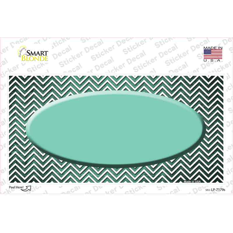 Mint White Small Chevron Oval Oil Rubbed Novelty Sticker Decal