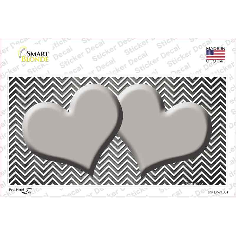 Gray White Small Chevron Hearts Oil Rubbed Novelty Sticker Decal