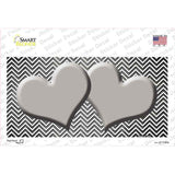 Gray White Small Chevron Hearts Oil Rubbed Novelty Sticker Decal