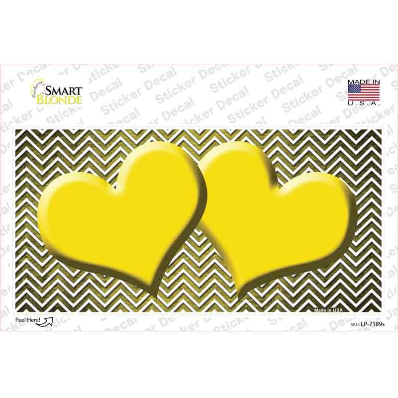 Yellow White Small Chevron Hearts Oil Rubbed Novelty Sticker Decal
