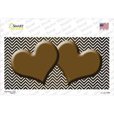 Brown White Small Chevron Hearts Oil Rubbed Novelty Sticker Decal