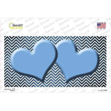 Light Blue White Small Chevron Hearts Oil Rubbed Novelty Sticker Decal