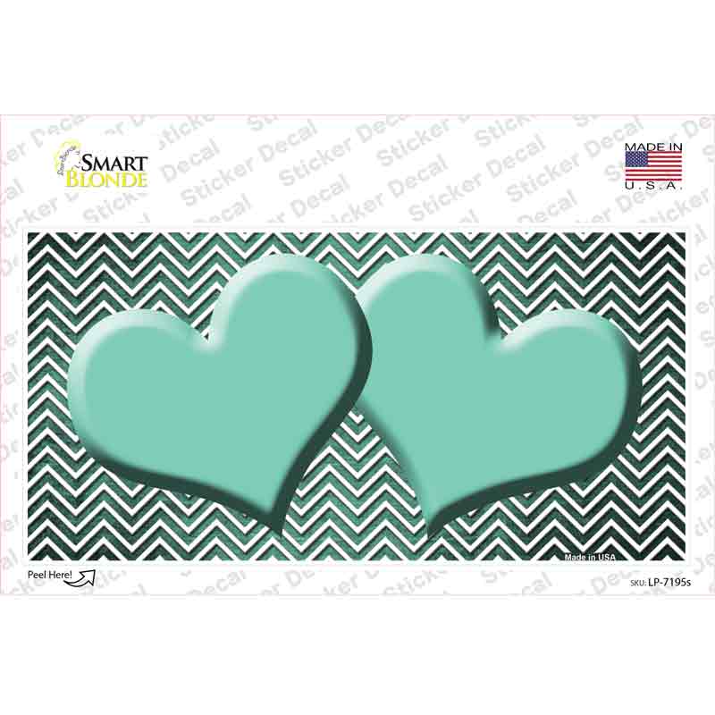 Mint White Small Chevron Hearts Oil Rubbed Novelty Sticker Decal