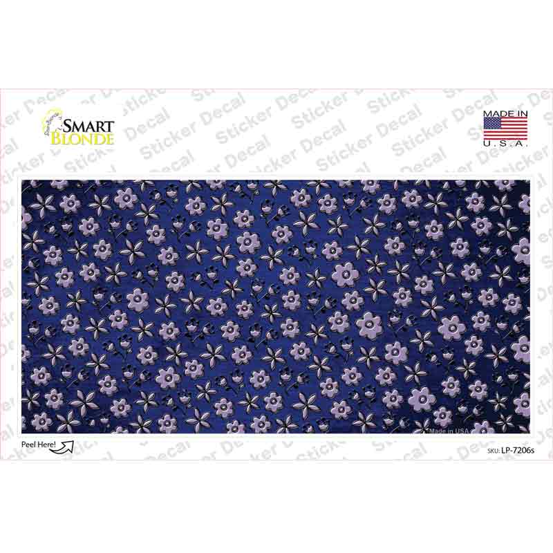 Blue Purple Flowers Oil Rubbed Novelty Sticker Decal