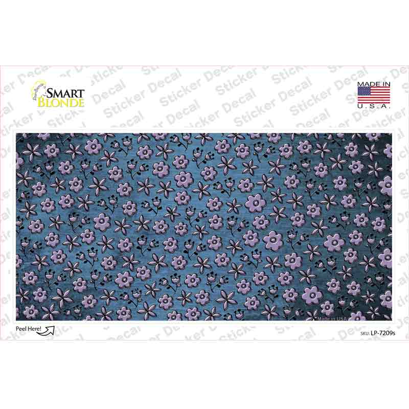 Light Blue Purple Flowers Oil Rubbed Novelty Sticker Decal