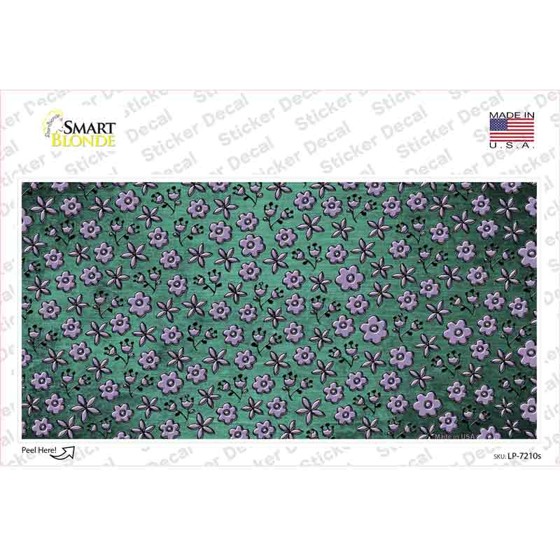 Mint Purple Flowers Oil Rubbed Novelty Sticker Decal