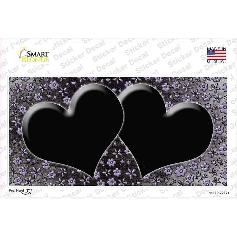 Black Purple Flowers Hearts Oil Rubbed Novelty Sticker Decal