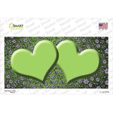 Lime Green Purple Flowers Hearts Oil Rubbed Novelty Sticker Decal