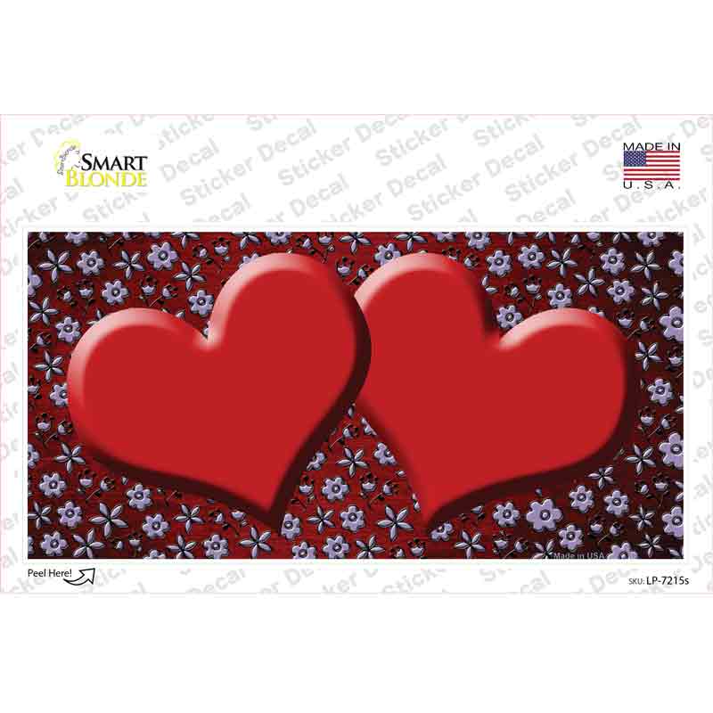 Red Purple Flowers Hearts Oil Rubbed Novelty Sticker Decal