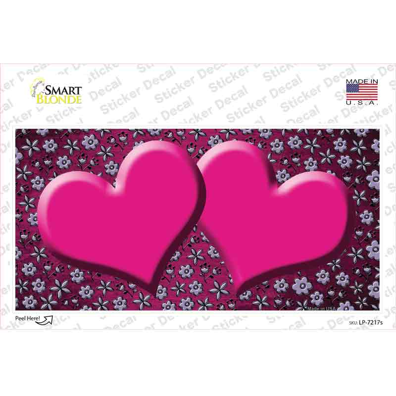 Pink Purple Flowers Hearts Oil Rubbed Novelty Sticker Decal