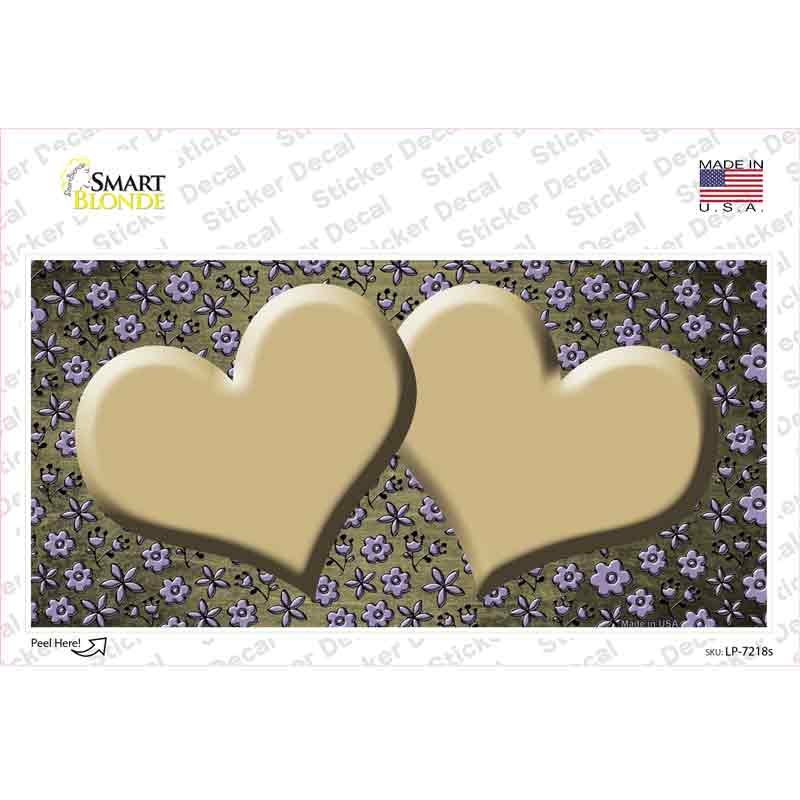 Gold Purple Flowers Hearts Oil Rubbed Novelty Sticker Decal