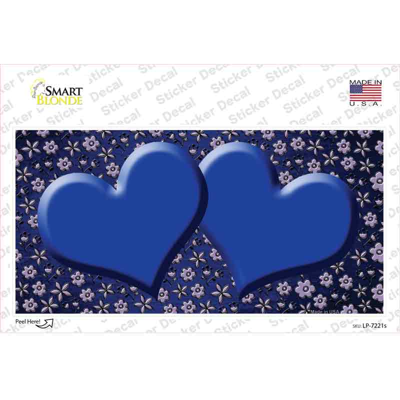 Blue Purple Flowers Hearts Oil Rubbed Novelty Sticker Decal