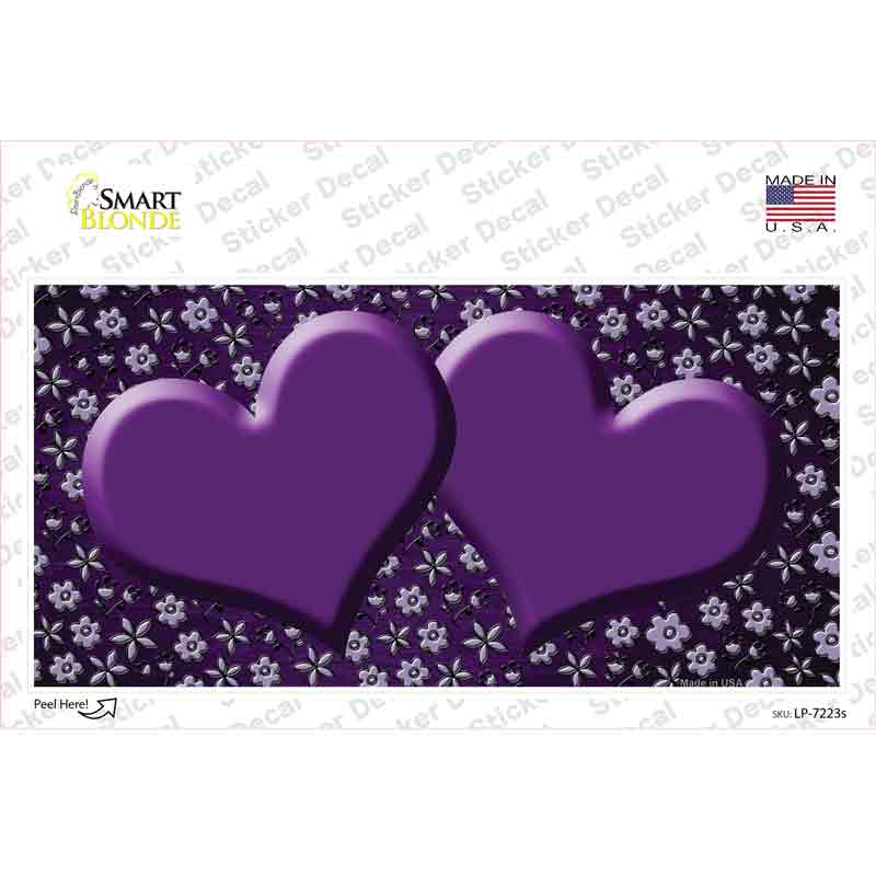 Purple Flowers Hearts Oil Rubbed Novelty Sticker Decal