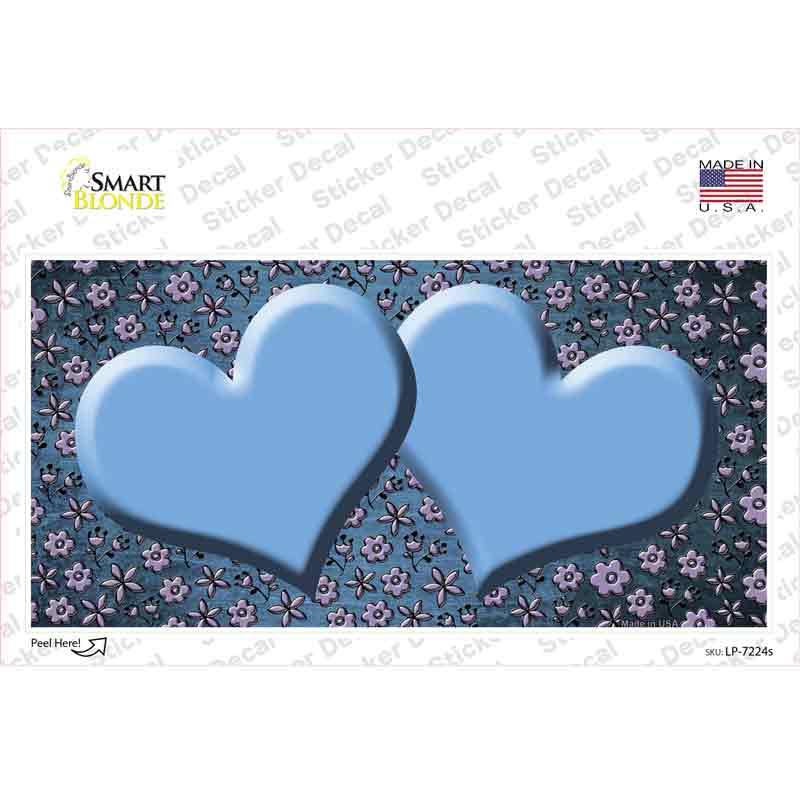 Light Blue Purple Flowers Hearts Oil Rubbed Novelty Sticker Decal
