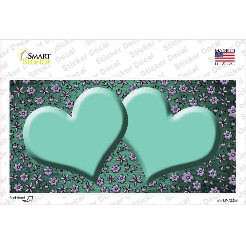 Mint Purple Flowers Hearts Oil Rubbed Novelty Sticker Decal