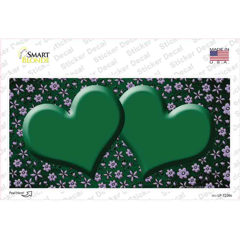 Green Purple Flowers Hearts Oil Rubbed Novelty Sticker Decal