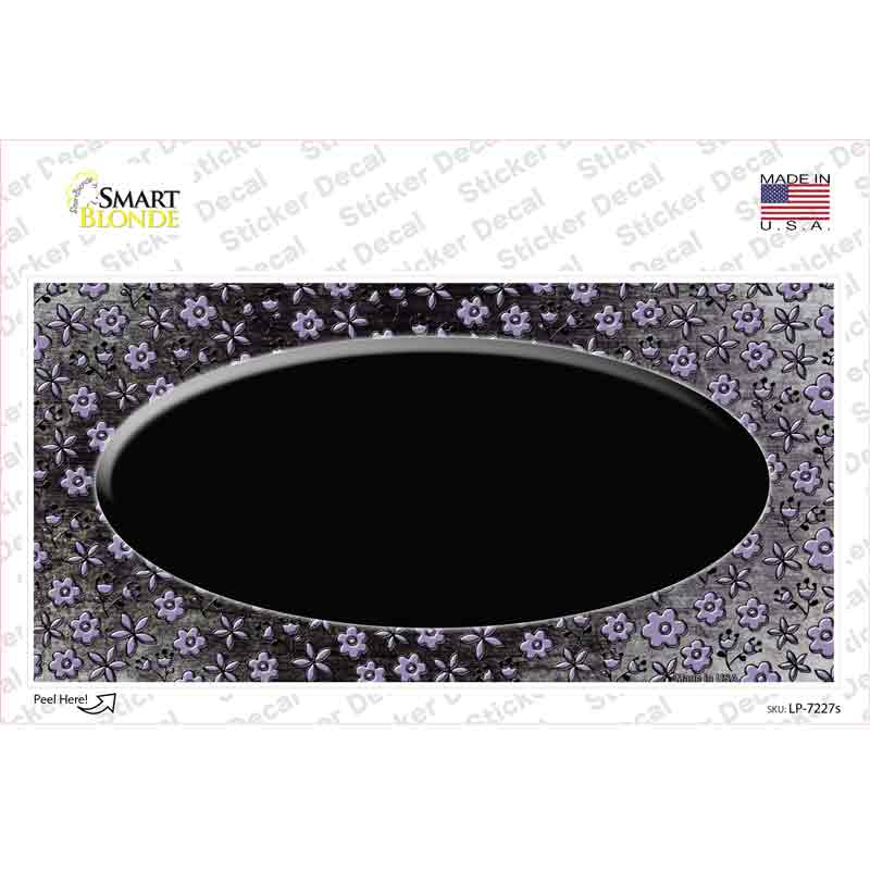 Black Purple Flowers Oval Oil Rubbed Novelty Sticker Decal