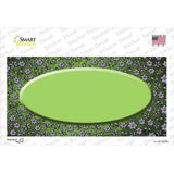 Lime Green Purple Flowers Oval Oil Rubbed Novelty Sticker Decal