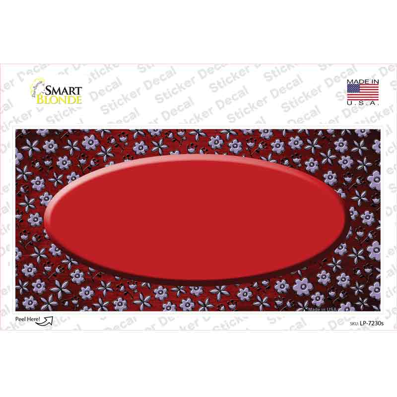 Red Purple Flowers Oval Oil Rubbed Novelty Sticker Decal