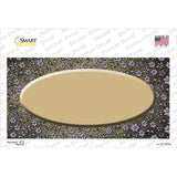 Gold Purple Flowers Oval Oil Rubbed Novelty Sticker Decal