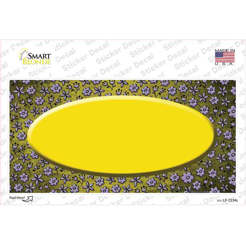 Yellow Purple Flowers Oval Oil Rubbed Novelty Sticker Decal