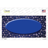 Blue Purple Flowers Oval Oil Rubbed Novelty Sticker Decal