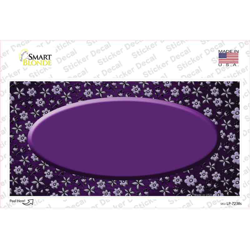 Purple Flowers Oval Oil Rubbed Novelty Sticker Decal