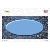 Light Blue Purple Flowers Oval Oil Rubbed Novelty Sticker Decal