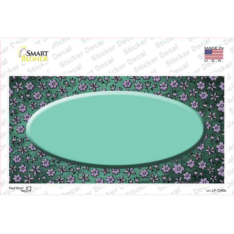 Mint Purple Flowers Oval Oil Rubbed Novelty Sticker Decal