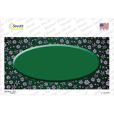 Green Purple Flowers Oval Oil Rubbed Novelty Sticker Decal