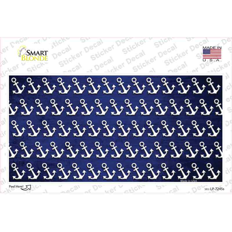 Blue White Anchor Oil Rubbed Novelty Sticker Decal