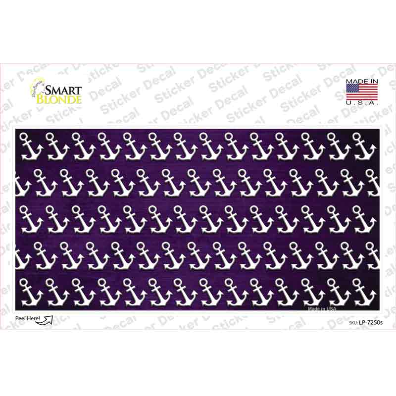 Purple White Anchor Oil Rubbed Novelty Sticker Decal